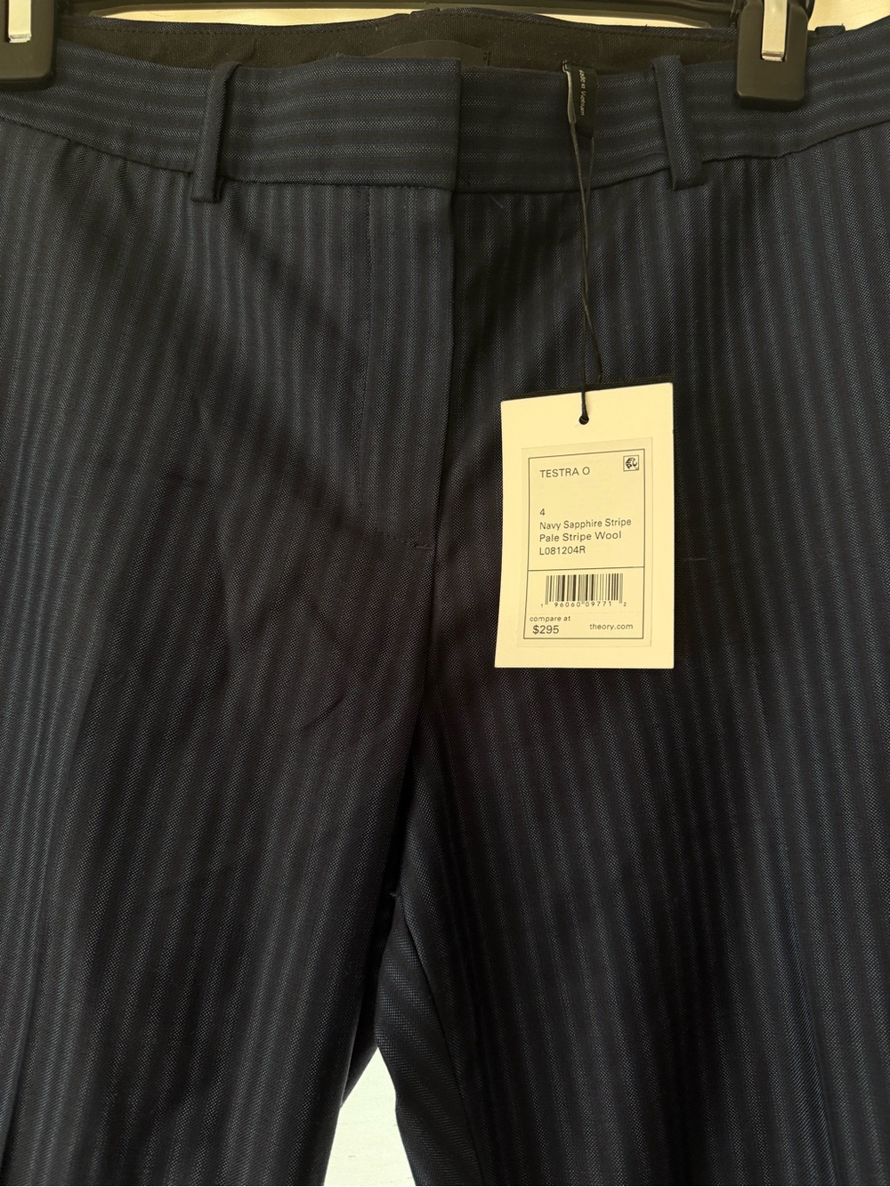 Theory Navy Sapphire Stripe Wool Trousers
